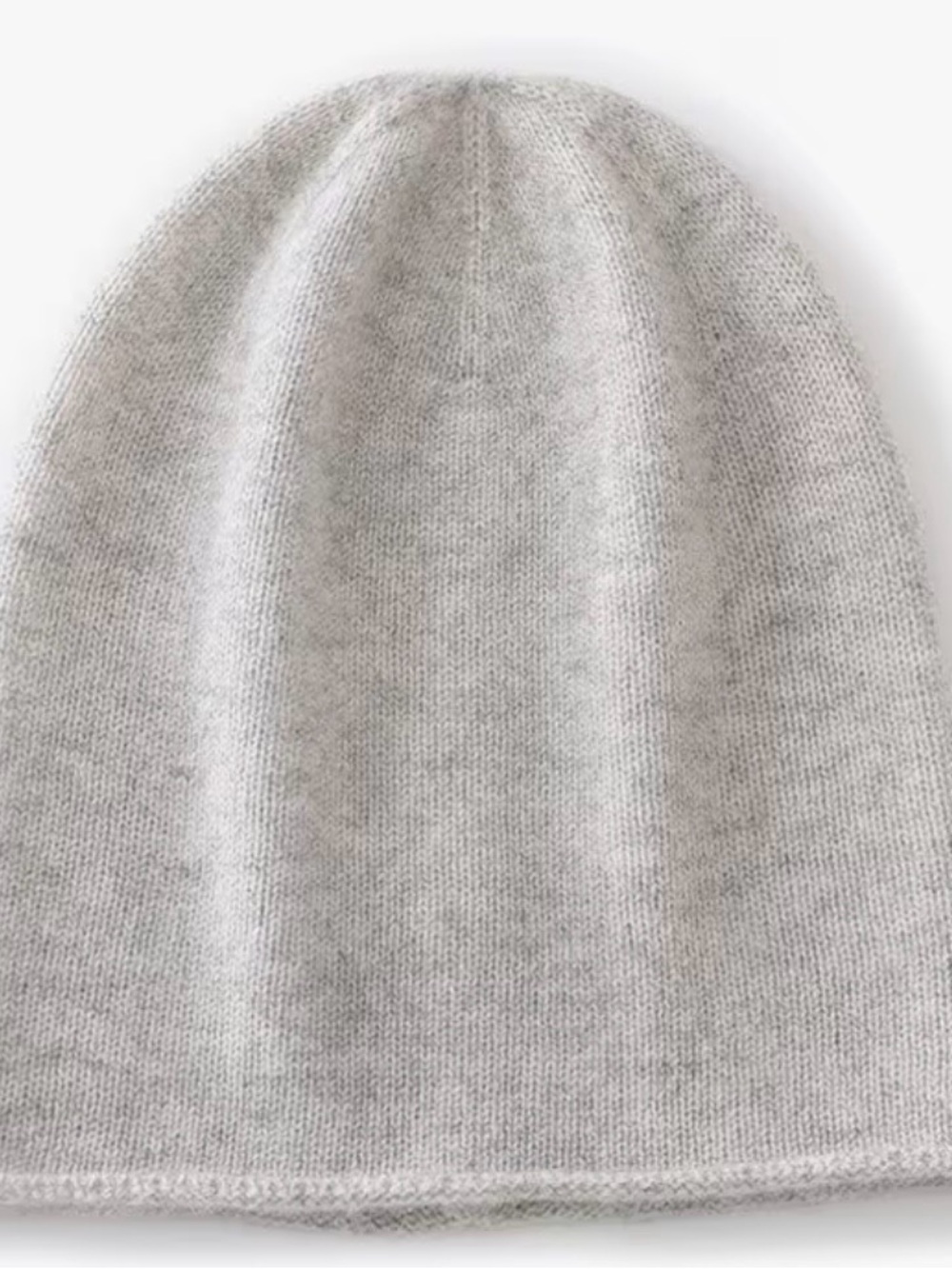 Classic Cashmere Light Gray Knit Beanie with Removable Brooch